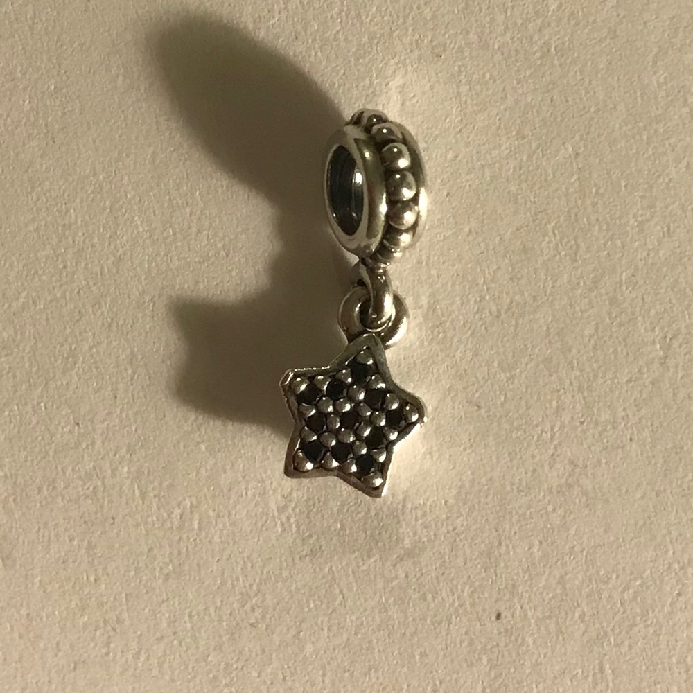 Pandora PAVE LIGHTS STAR Black CZ Dangle Charm